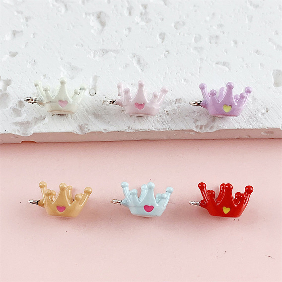 Подвески из эмали и сплава, корона с сердечками, платина