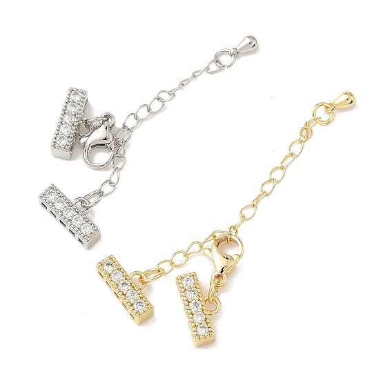 Удлинитель цепи из прозрачного кубического циркония из латуни с микропаве, прямоугольные, без кадмия и без свинца, долговечный, стойки покрытие