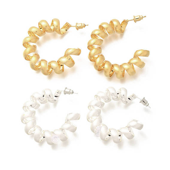 Латунные серьги-гвоздики со спиральной укладкой для женщин