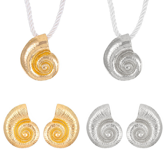 Ожерелья с подвесками и серьги-гвоздики из сплава ракушек и полиэстерового шнура