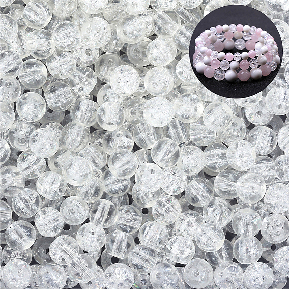 5 Stränge aus mit Sprühfarbe lackierten Crackle-Glasperlensträngen, Runde
