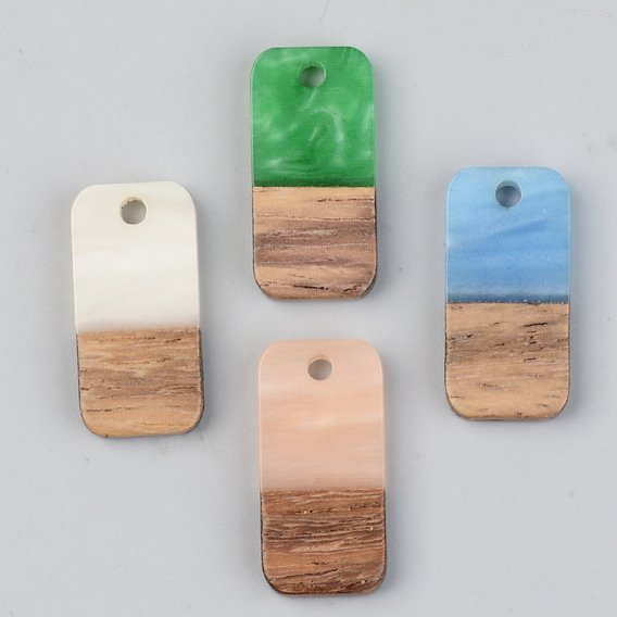 Подвески из непрозрачной смолы и ореха, прямоугольные
