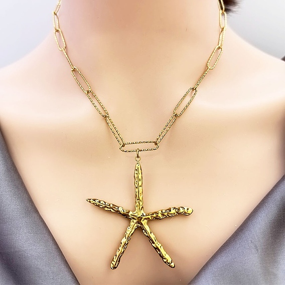 304 Женские подвески в форме морской звезды из нержавеющей стали, ионное покрытие (ip)