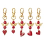 5 шт. День святого Валентина сплав эмаль с акриловыми жемчужинами подвесные украшения, поворотная застежка для украшений на сумке, сердце и ангел