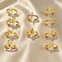 Ocean 304 Stainless Steel Rhinestone Cuff Open Rings, Golden