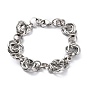 304 Stainless Steel Link Chain Bracelets, with Lobster Claw Clasps, Ring