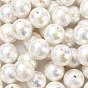 UV Plating Textured Transparent Acrylic Beads, Iridescent, Round