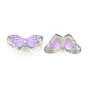 Electroplate Transparent Glass Beads, Half Plated, Butterfly