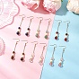 6 Pairs Shell Pearl Dangle Earrings, Round, with Cherry Quartz Glass, Natural Green Aventurine, Natural Carnelian, Natural Quartz Crystal and Dyed Natural Lapis Lazuli