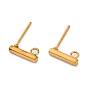 Ion Plating(IP) 316 Stainless Steel Stud Earring Findings, with Loop and 316 Surgical Stainless Steel Pin, Rectangle