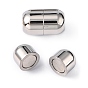 Smooth 304 Stainless Steel Magnetic Clasps with Glue-in Ends, Oval, 16x10mm, Hole: 6mm