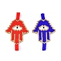 Handmade Seed Beads Links Connectors, with Elastic Thread, Loom Pattern, Hamsa Hand/Hand of Fatima /Hand of Miriam with Eye