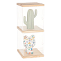 2-Tier Transparent Acrylic Minifigures Display Case, for Models, Building Blocks, Doll Display Holder Risers, with Wood Base & Top