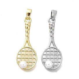 Подвески из искусственного жемчуга из латуни и АБС, ракетка
