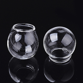 Handmade One Hole Blown Glass Globe Ball Bottles, for Glass Vial Pendants Making, Round
