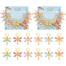 12шт 6 цветные прозрачные полимерные подвесные маркеры петель, вязание крючком стрекозы с замком маркер петель