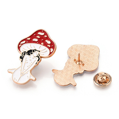 Mushroom Girl Enamel Pin, Cartoon Alloy Brooch for Backpack Clothes, Light Gold