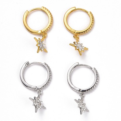 Snowflake Crystal Rhinestone Dangle Hoop Earrings, Alloy Drop Earrings for Women