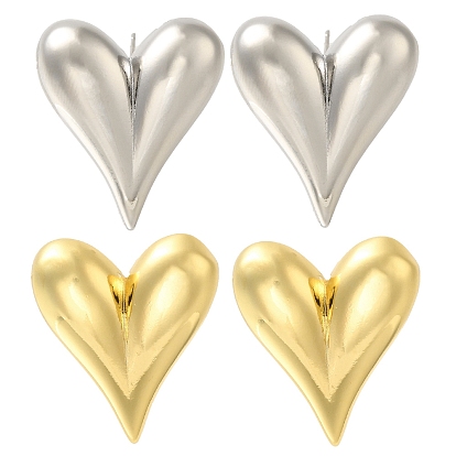 Латунные серьги-гвоздики в форме сердца с покрытием стойки, без свинца и без кадмия, долговечный
