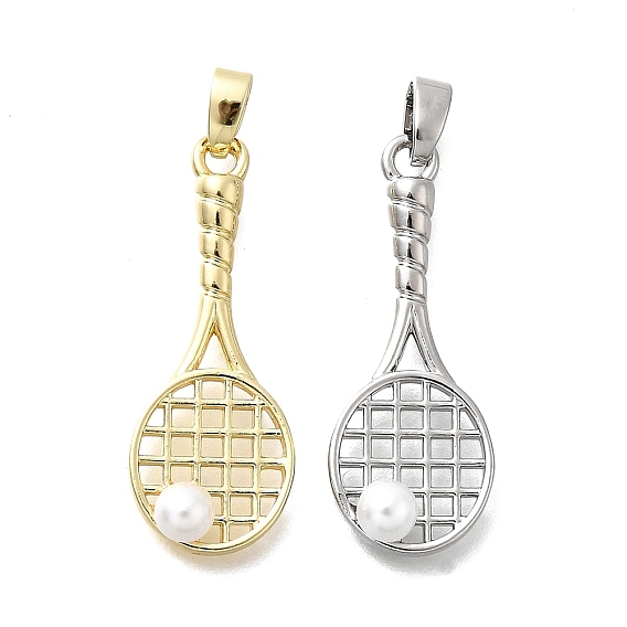 Подвески из искусственного жемчуга из латуни и АБС, ракетка