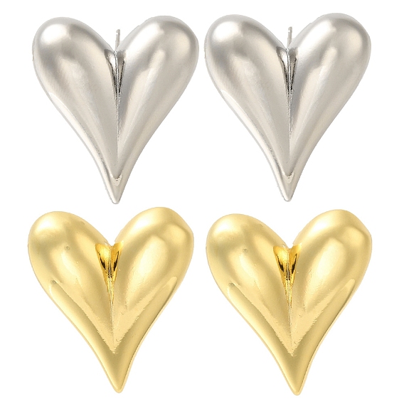 Латунные серьги-гвоздики в форме сердца с покрытием стойки, без свинца и без кадмия, долговечный