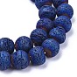 Electroplated Natural Lava Rock Beads Strands, Round