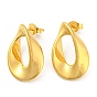 Ion Plating(IP) 304 Stainless Steel Stud Earring, Twist Teardrop