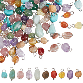 100 шт. 10 стили натуральные смешанные камни самородки подвески, с медными петлями, платина, смешанные окрашенные и неокрашенные