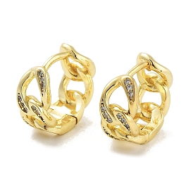 Real 18K Gold Plated Brass Hoop Earrings, Curb Chains Shape