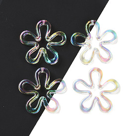Plated UV Acrylic Beads, Iridescent, Flower