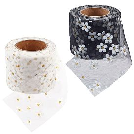 Nbeads 2 Colors Flower Glitter Sequin Netting Fabric, Tulle Roll Spool Fabric For Skirt Making