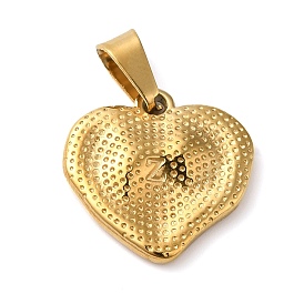 Vacuum Plating 304 Stainless Steel Pendants, Textured, Heart Charms