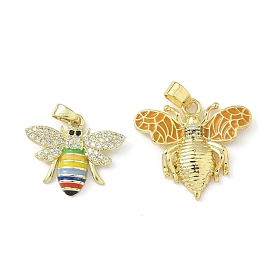 Латунные микро проложить кубического циркония подвески, с эмалью, прелести пчел, реальный 18 k позолоченный