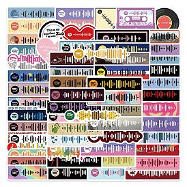 68Pcs Musical Theme Waterproof PVC Self-Adhesive Picture Stickers, Mixed Shapes