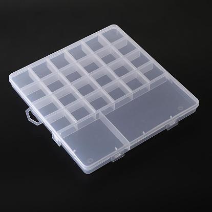Transparent Plastic Bead Containers, with 26 Compartments, for DIY Art Craft, Bead Storage, Rectangle