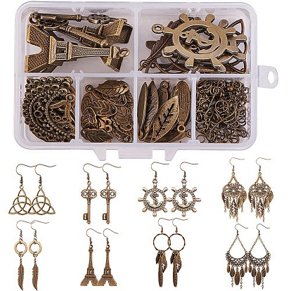 DIY Earring Making, with Tibetan Style Alloy Pendants, Tibetan Style Linking Rings, Iron Cable Chains and Brass Earring Hooks