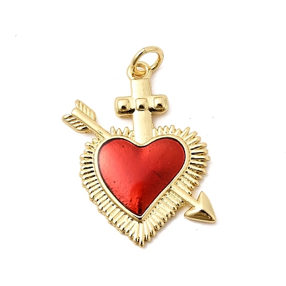Латунь эмаль подвески, чары священного сердца, долговечный, стойки покрытие, без свинца и без кадмия, реальный 18 k позолоченный