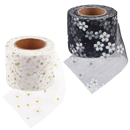 2 Colors Flower Glitter Sequin Netting Fabric, Tulle Roll Spool Fabric For Skirt Making