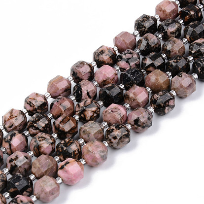 Rhodonite naturelles brins de perles, ronde, facette