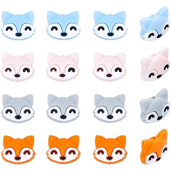 16 шт. 4 стиль, экологически чистые силиконовые фокальные бусины пищевого качества, лиса
