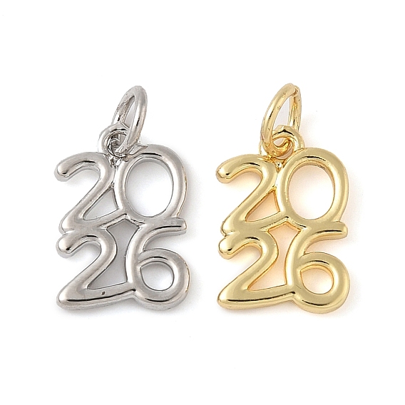Латунные подвески, число 2026 прелести, с целью перехода в кольце, долговечный, без свинца и без кадмия
