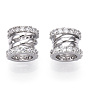 925 Sterling Silver Micro Pave Cubic Zirconia Beads, Hollow Column, Nickel Free
