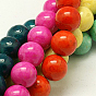 Fossil Beads Strands, Dyed, Round, Hole: 0.8mm