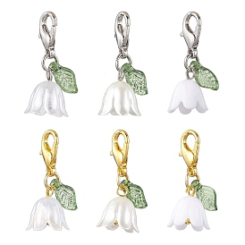 Décorations de pendentifs en acrylique à fleurs, Fermoirs à pince de homard, ornements pour porte-clés de sac