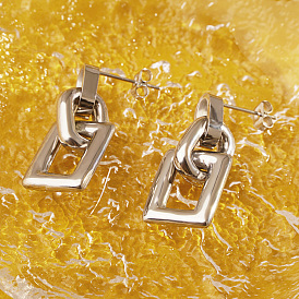 Стильные 304 серьги-гвоздики неправильной прямоугольной формы из нержавеющей стали
