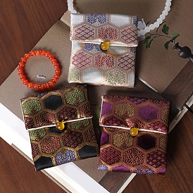 Chinese Style Cloth Bags with Buttons, Rectangle Jewelry Pouches