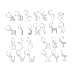 925 подвески-буквы из стерлингового серебра, с перемычками и 925 штампом, серебряный цвет гальваническим