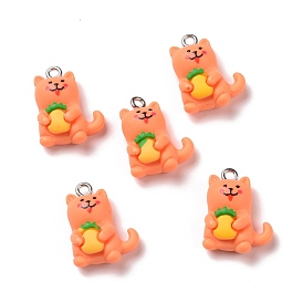 Opaque Resin Pendants, with Platinum Tone Iron Loops, Dog
