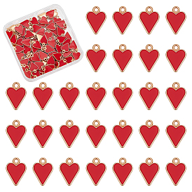 100Pcs Alloy Enamel Pendants, Golden, Heart
