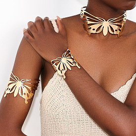 Комплекты из полых колье-чокера и браслета-манжеты в виде бабочки из сплава для женщин